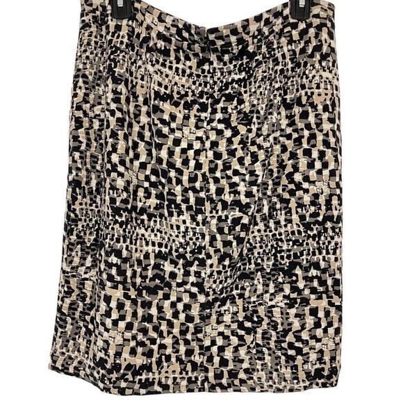 Ann Taylor Womens Beige Black Jersey Knit Stretch Pencil Knee Length Skirt sz 12 - Picture 14 of 16